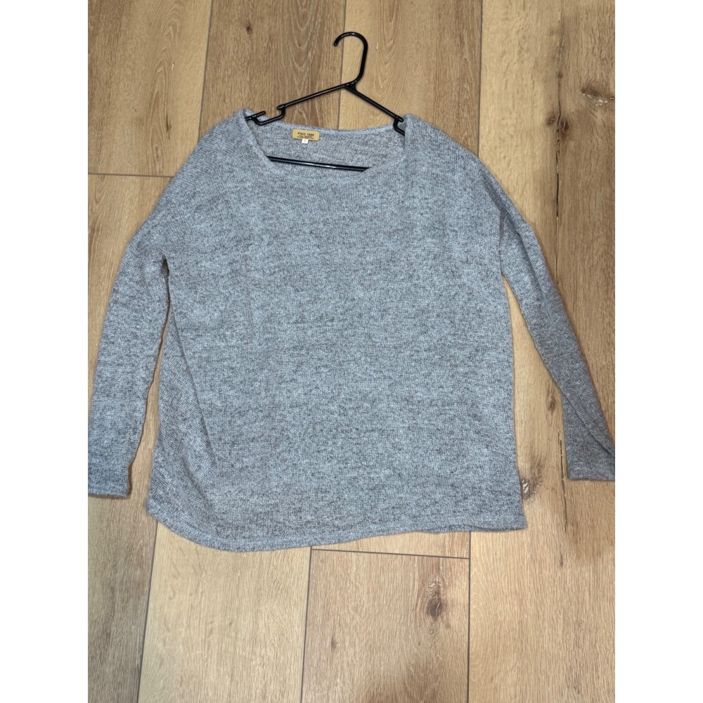 Piko 1988 Womens Grey Heathered Knit Long Sleeve Boat Neck Tulip Hem Sweater S